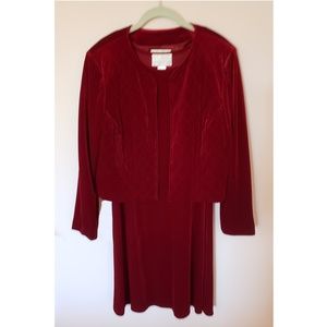 Susan Graver sleeveless red velour dress (S)